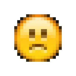 🙁 emoji, sad, pixelated, yellow telegram sticker