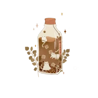 🌟 Boba, Bubble tea, Gatto, Kawaii, Bevanda, Carino telegram sticker