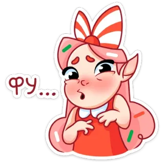 🥴 ФУ... dibujos animados, chica, sticker, expresión, lindo, rosa, personaje telegram sticker