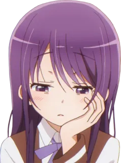 😪 anime, ragazza, manga, cartone animato, capelli viola, annoiata telegram sticker
