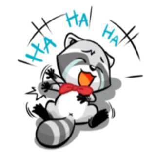 😃 HA HA енот, смех, мультик, счастливый, милый, слезы telegram sticker