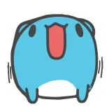 ✅ carino, blu, creatura, cartone animato, adesivo telegram sticker