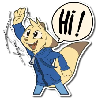 👋 HI! 卡通, 动物, 嗨, 问候, 友好的, 插图, 可爱 telegram sticker
