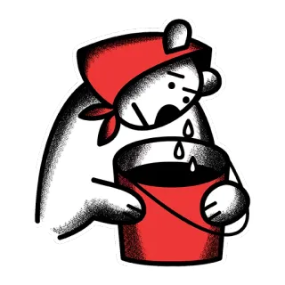 😭 beruang, ember, ilustrasi, kartun, hewan, merah, putih telegram sticker