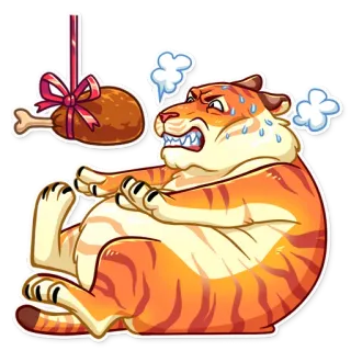 🏋️‍♂️ tigre, animal, dessin animé, viande, humour, drôle, nourriture, affamé telegram sticker
