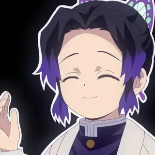 😊 Shinobu Kocho Demon Slayer 애니메이션, 귀멸의 칼날, 코쵸우 시노부, 나비, 미소 telegram sticker