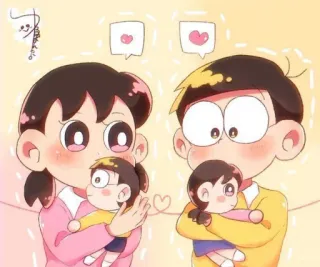 👩‍❤️‍👨 Cartoon, Liebe, Familie, Süß, Animation whatsapp sticker