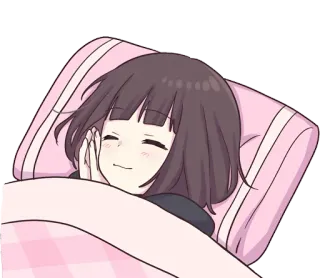 😴 睡觉, 动漫, 可爱, 女孩, 床, 枕头, 卡通 telegram sticker