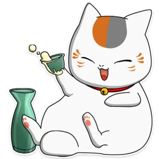 🥂 gato, saquê, álcool, bebendo, fofo, desenho animado whatsapp sticker