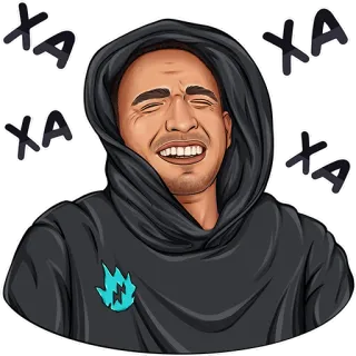 🤣 ХА ХА ХА ХА ХА laughing, person, hoodie, cartoon, emotions, face whatsapp sticker