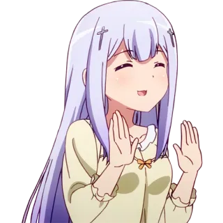 ✋️ animé, fille, mignon, personnage, souriant, saluant whatsapp sticker