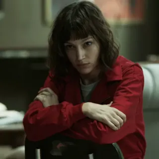 😕 Tokyo Money Heist Tokyo, La Casa de Papel, La Casa de Papel, Ursula Corbero, combinaison rouge telegram sticker