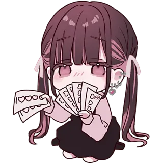 💌 Anime meisje, Chibi, Harten, Schattig, Kawaii telegram sticker