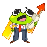 📈 rana, affari, freccia, telefono, chiamata, cartoni animati, successo telegram sticker