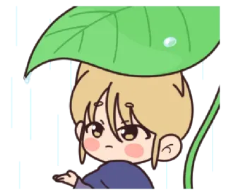 🌧 anime, cartoon, rain, leaf, cute telegram sticker