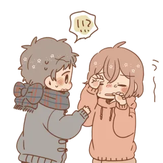 😫 !?
い Anime, Carino, Triste, Coppia, Confuso telegram sticker
