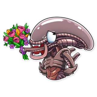 💐 Xenomorph Alien Alien, Xénomorphe, Film, Personnage, Fleurs, Horreur, Science-fiction whatsapp sticker