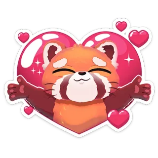 ❤ panda rojo, mono, animal, kawaii, corazón, amor telegram sticker