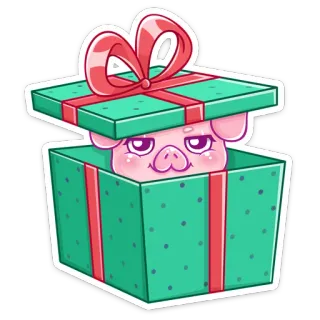 🎁 cerdo, regalo, presente, lindo, animal, caja, dibujo animado telegram sticker