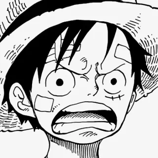 ➖ Monkey D. Luffy One Piece Anime, Manga, One Piece, Monkey D. Luffy, Pirate, Chapeau de paille, En colère, Dessin animé telegram sticker