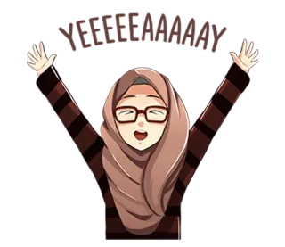 🤗 Hijab, Musulman, Femme, Lunettes, Joyeux telegram sticker