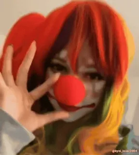 🤡 Palhaço, Maquiagem, Retrato, Nariz vermelho, Peruca, Pintura facial, Fantasia telegram sticker