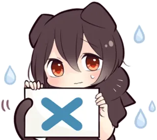 ❌ Anime, Garota gato, Sticker, Fail, Cruz whatsapp sticker
