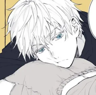 🌟 アニメ, マンガ, 悲しい, 白い髪, 青い目 telegram sticker