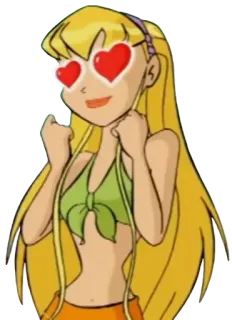 😍 Stella Winx Club hoạt hình, cô gái, Winx Club, Stella, tiên, tình yêu, mắt trái tim telegram sticker