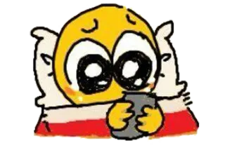 😊 emoji, sad, crying, phone, digital art, cartoon telegram sticker