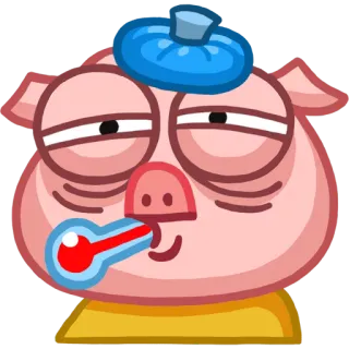 😷 babi, sakit, sakit, termometer, kompres es telegram sticker