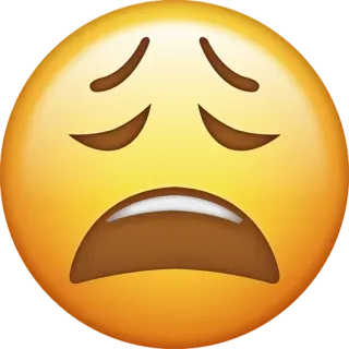 😩 emoji, sad, face, unhappy, yellow whatsapp sticker