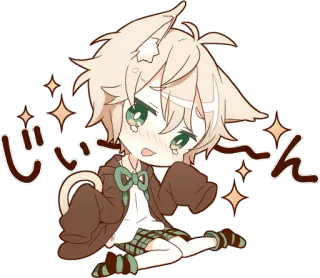 ✨ じぃ〜ん Аниме, Чиби, Кошачьи ушки, Каваи, Манга whatsapp sticker