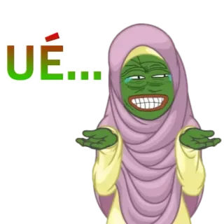 👐 Pepe the Frog UÉ... 表情包, 佩佩蛙, 青蛙, 头巾, 伊斯兰教, 卡通 telegram sticker