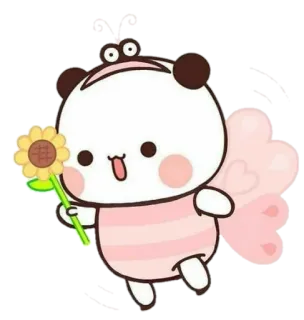 🐻 panda, süß, cartoon, aufkleber, kawaii, tier, blume telegram sticker