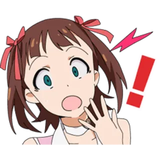❗ anime, menina, surpresa, chocada, ponto de exclamação whatsapp sticker