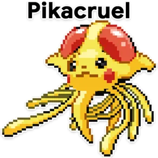 👾 Pikacruel ピカチュウ, ドククラゲ, ポケモン, フュージョン, ファンアート, モンスター, 黄色, クリーチャー telegram sticker
