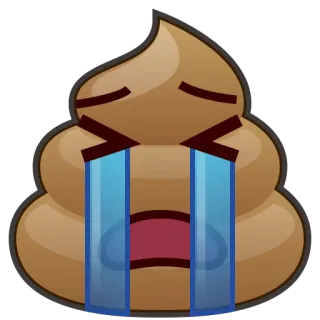 😭 Эмодзи, Какашка, Плачущий, Грустный, Коричневый, Мультфильм whatsapp sticker