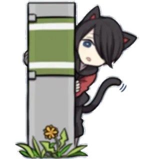 👀 кот, аниме, чиби, милый, мультфильм, каваи whatsapp sticker