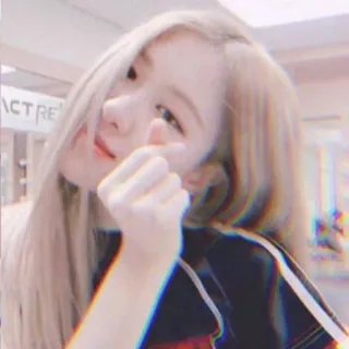 🍹 Coração coreano, Sinal de coração, Mulher, Cabelo loiro, K-Pop, Coração com os dedos, Fofo telegram sticker