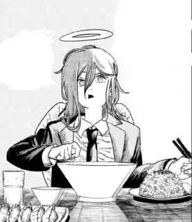🌫 Angel Devil Chainsaw Man ange, animé, ramen, manga, nourriture whatsapp sticker