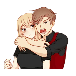 🤗 hug, couple, cartoon, love, relationship telegram sticker