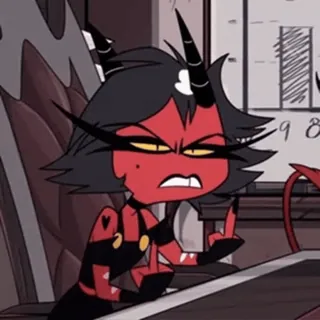 🖕 Millie Helluva Boss Millie, Helluva Boss, kartun, iblis, jari tengah telegram sticker