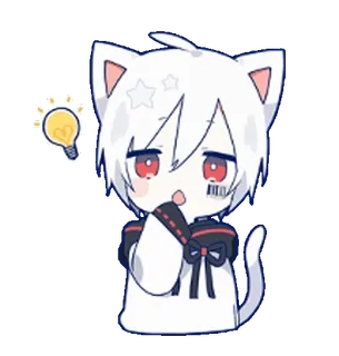 💡 anime, mèo, bóng đèn, dễ thương, kawaii, hoạt hình whatsapp sticker