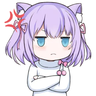 💢 Anime, Enojado, Frustrado, Chica gato, Chibi, Expresión whatsapp sticker