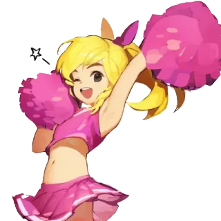 😃 Cheerleader, Fille, Rose, Pompons, Mignon whatsapp sticker