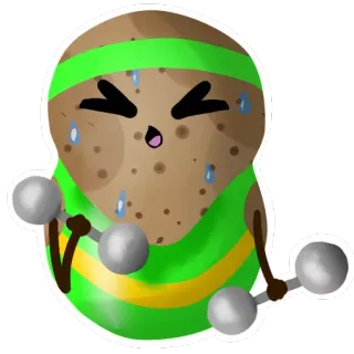 🏋️ 土豆, 健身, 锻炼, 健身房, 举重, 卡通 telegram sticker