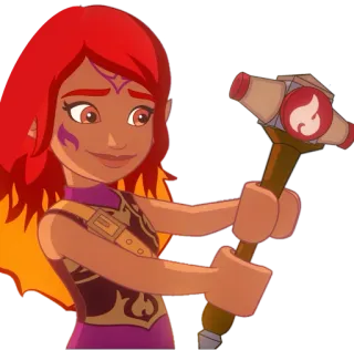 ⛏ Lego Elves Azari Lego Elves Lego Elves, Azari, Cartoon, Figur, Feuer, Hammer whatsapp sticker