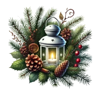 🎄 คริสต์มาส, ฤดูหนาว, โคมไฟ, สน, ตกแต่ง, วันหยุด, ปีใหม่ whatsapp sticker