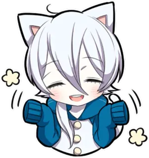 👐 Anime, Kot, Naklejka, Kreskówka, Słodki, Postać telegram sticker
